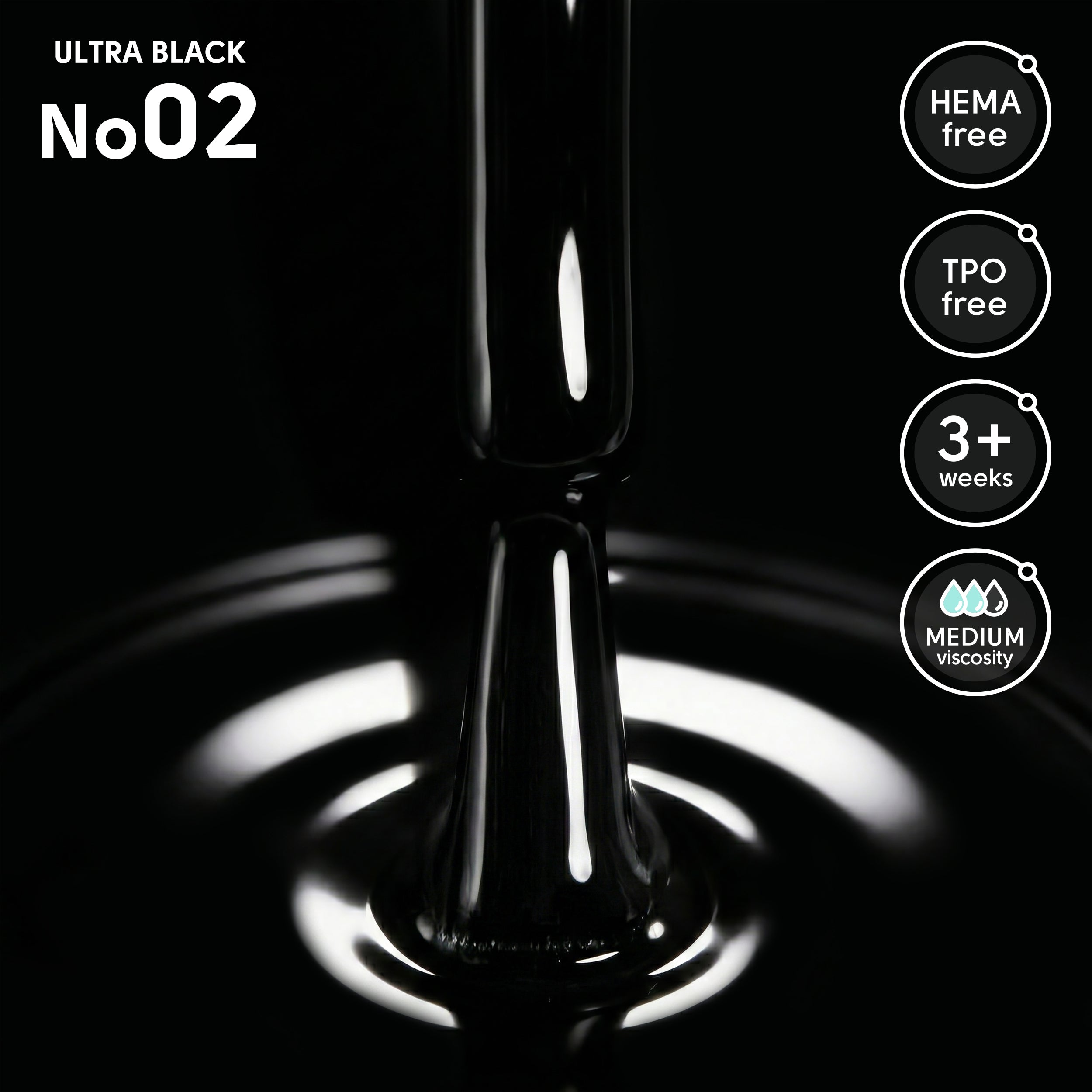 Гель-лак 02 Ultra Black Shelly 12 мл
