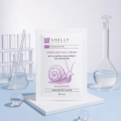 Крем для рук и ногтей с аллантоином, экстрактом улитки и маслом карите Shelly 4 мл х 100 шт. 