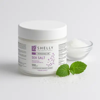 Сіль для ванн з іонами срібла, пантенолом та олією м'яти Shelly 550 г