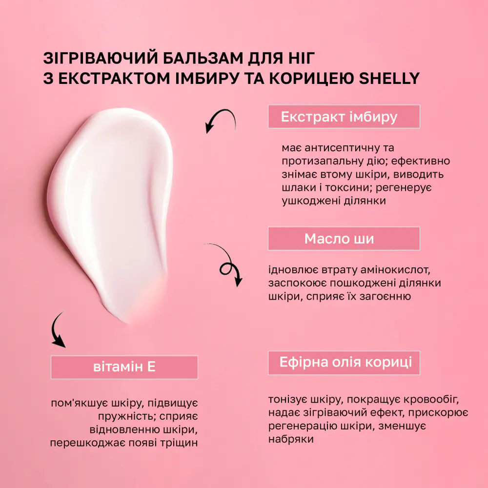 Зігріваючий бальзам для ніг з екстрактом імбиру та корицею Shelly 200 мл - фото 2