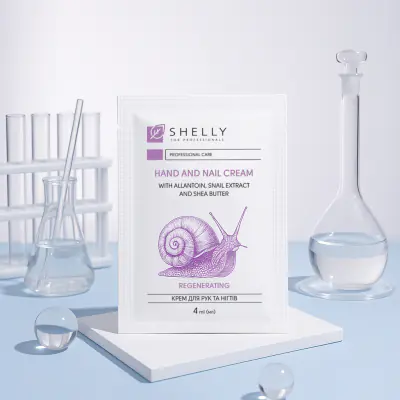 Крем для рук и ногтей с аллантоином, экстрактом улитки и маслом карите Shelly 4 мл