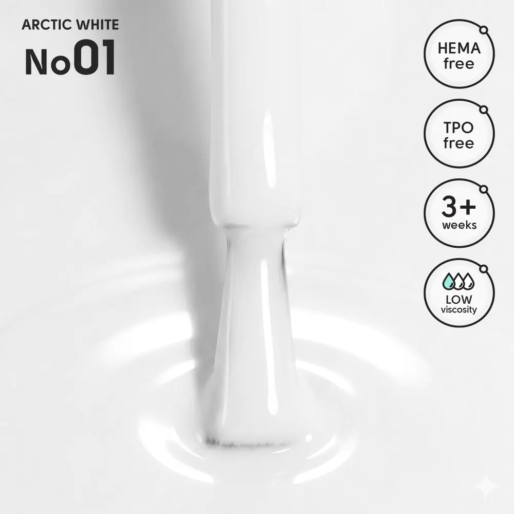 Гель-лак 01 Arctic White Shelly 12 мл