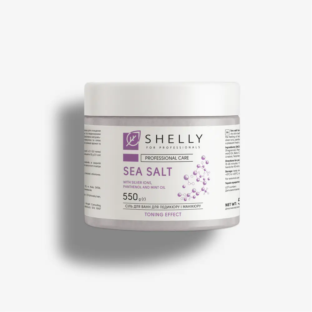 Соль для ванн с ионами серебра, пантенолом и маслом мяты Shelly 550 г