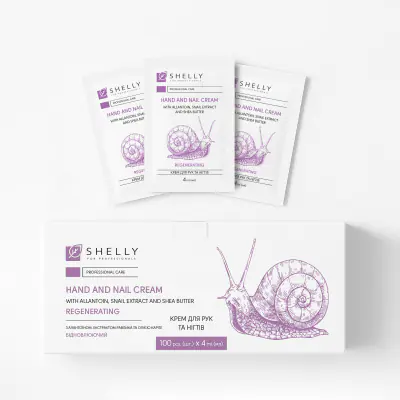 Крем для рук и ногтей с аллантоином, экстрактом улитки и маслом карите Shelly 4 мл х 100 шт. 