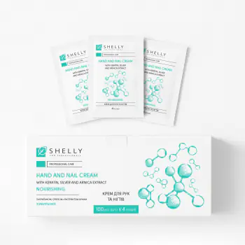 Крем для рук та нігтів з кератином, сріблом і екстрактом арніки Shelly 4 мл х 100 шт. 