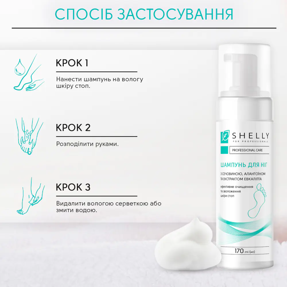Шампунь-пена для ног с мочевиной, аллантоином и экстрактом эвкалипта Shelly 200 мл - фото 4