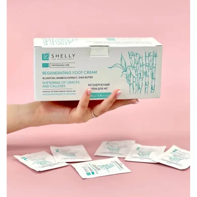 Регенеруючий крем для ніг з алантоїном, екстрактом бамбука і маслом ши Shelly 4 мл
