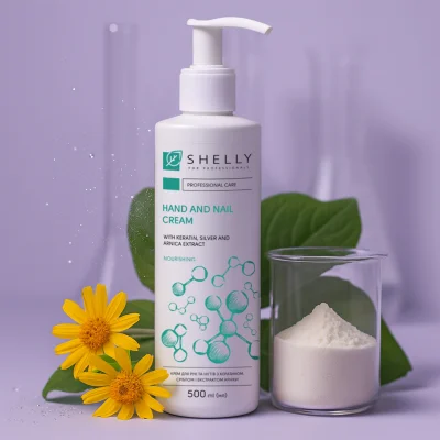 Крем для рук та нігтів з кератином, сріблом і екстрактом арніки Shelly 500 мл