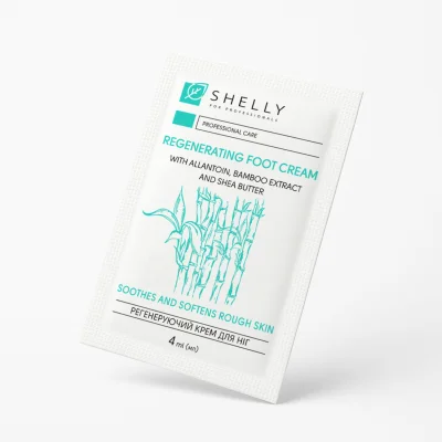 Регенеруючий крем для ніг з алантоїном, екстрактом бамбука і маслом ши Shelly 4 мл